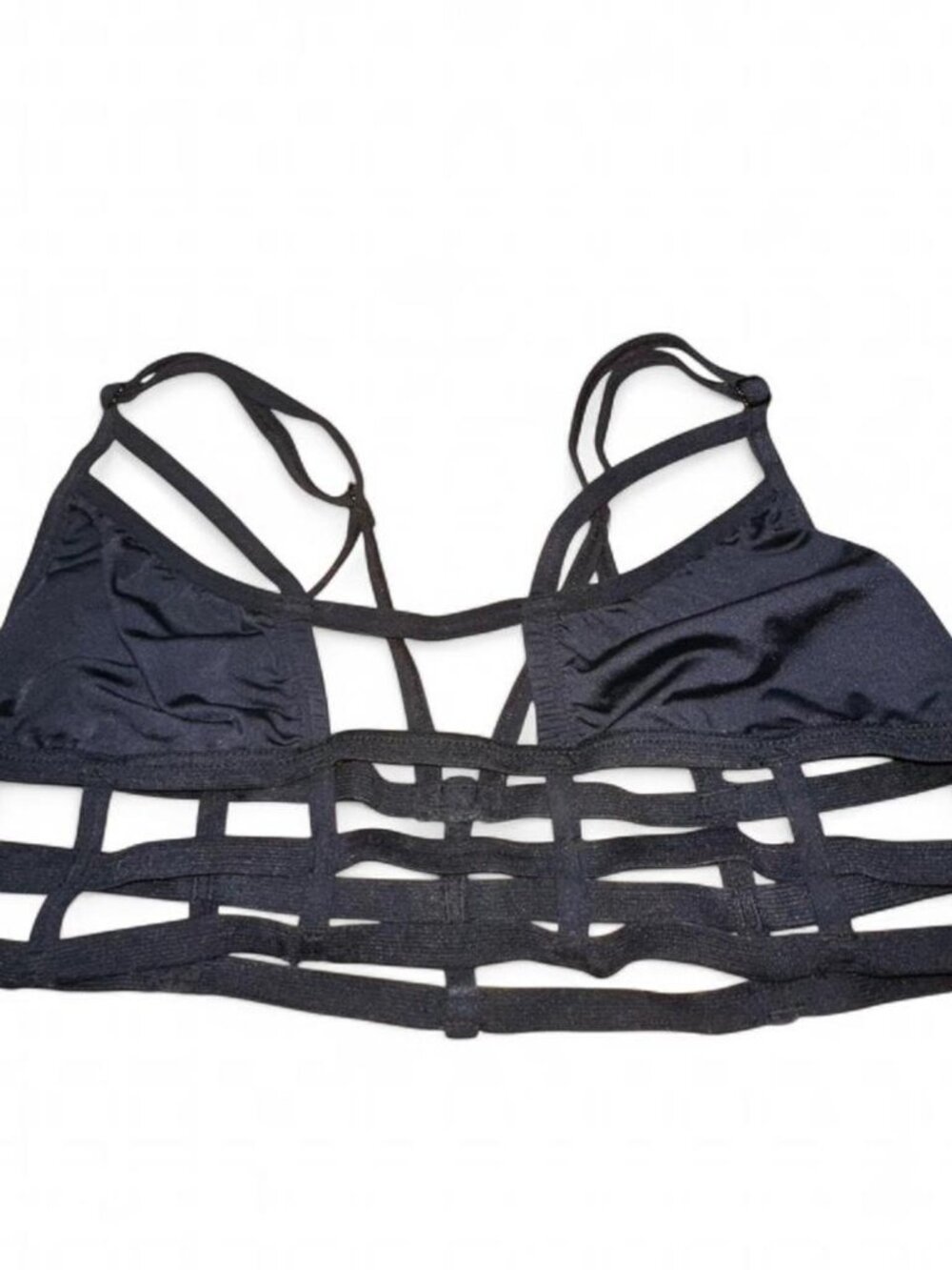 Body Rave Strappy Cage Black Bralette Bandeaus Medium Large